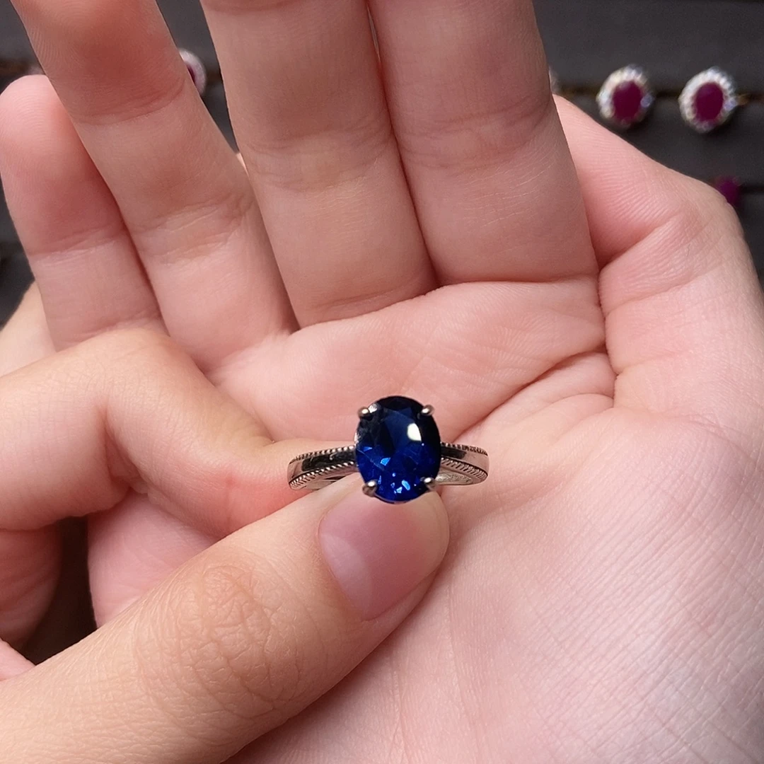 银S925镶嵌蓝宝石戒指