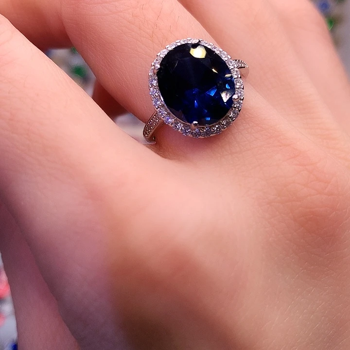 蓝宝石戒指银S925镶嵌