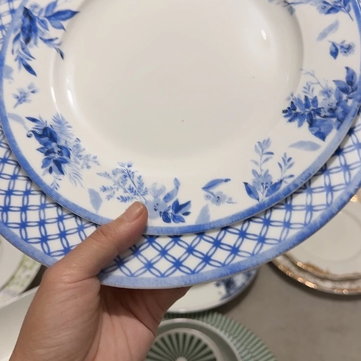 微瑕 有黑点 兰花盘子一套