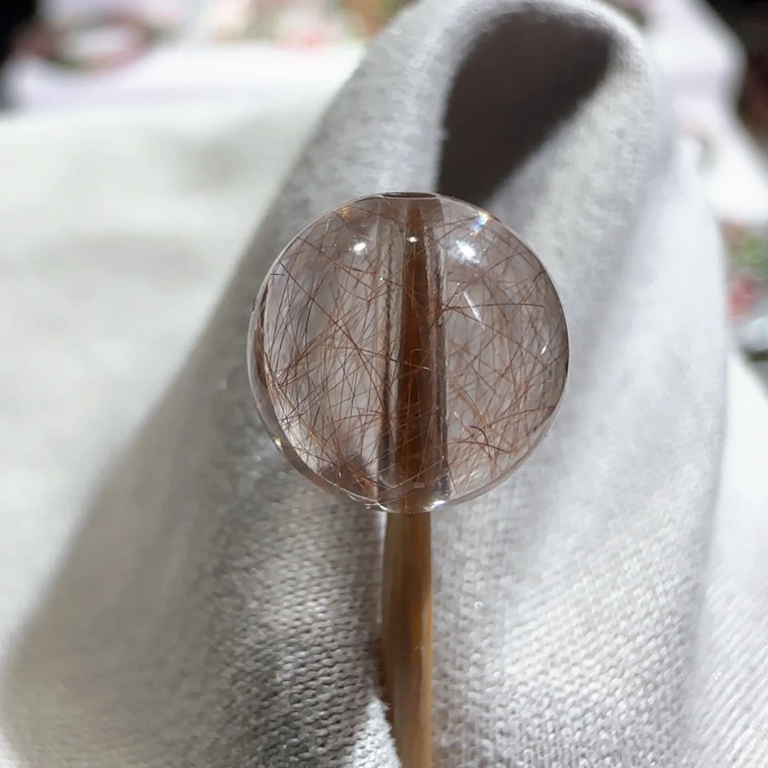 水晶单珠未镶嵌铜发晶8mm+净体