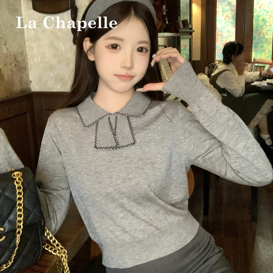 拉夏贝尔韩版学院风百搭长袖毛针织衫女2025秋季新款气质打底上衣