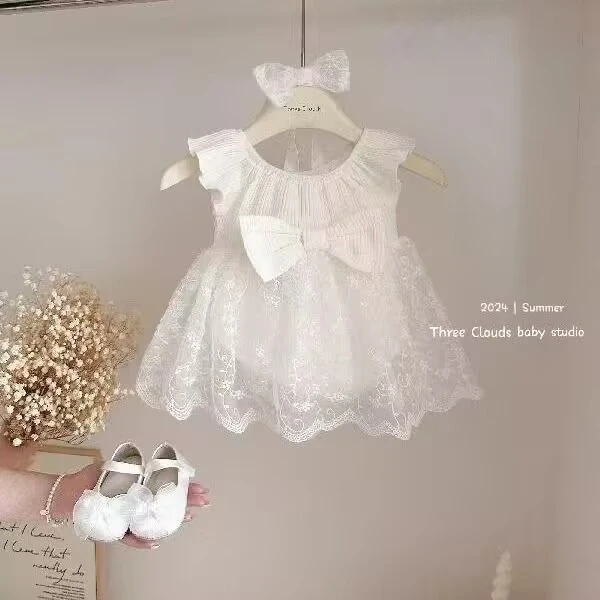 婴儿衣服哈衣满月礼服连体衣女宝宝时尚网纱夏季包屁衣公主连衣裙