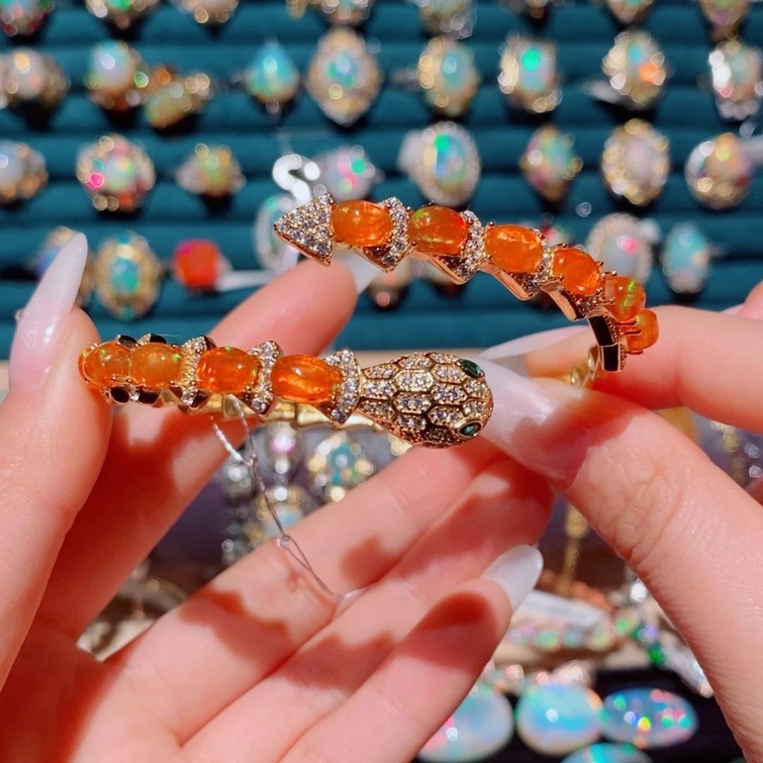 欧泊欧泊手镯银S925镶嵌