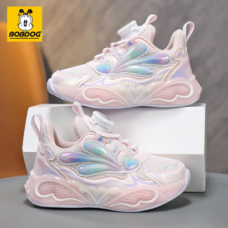 巴布豆女童鞋子春秋新款双网中大童透气舒适防滑儿童运动休闲童鞋
