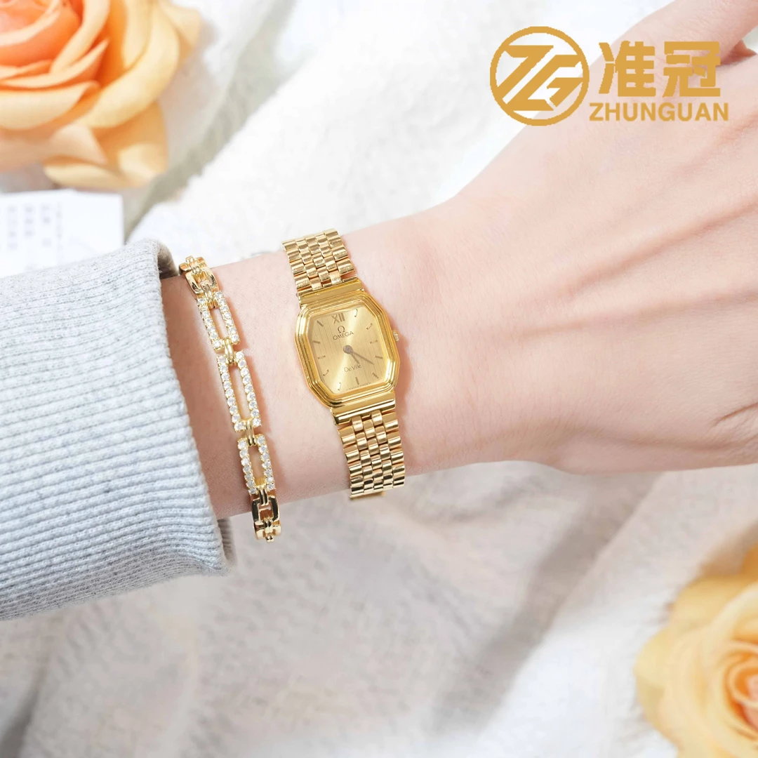 95新 Omega/欧米茄 18.5*20mm石英LX2333碟飞后钻瑞士名表杏1