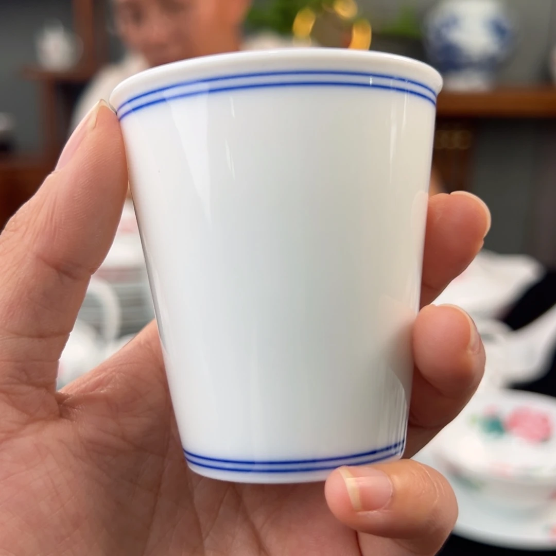 柴窑素胎双圈可乐主人杯