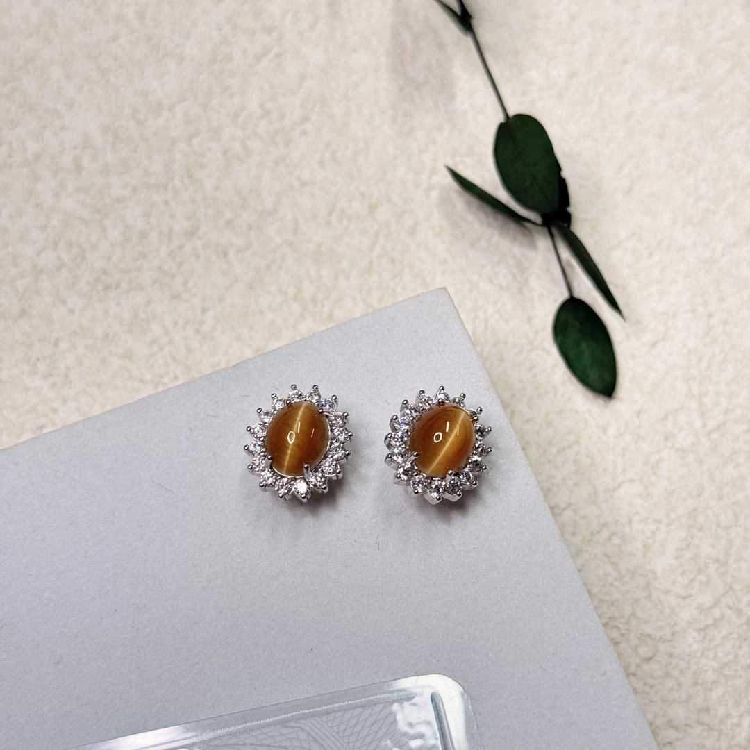 全新未使用  【六六中古】孤品简约银925石英质玉耳饰ap6840