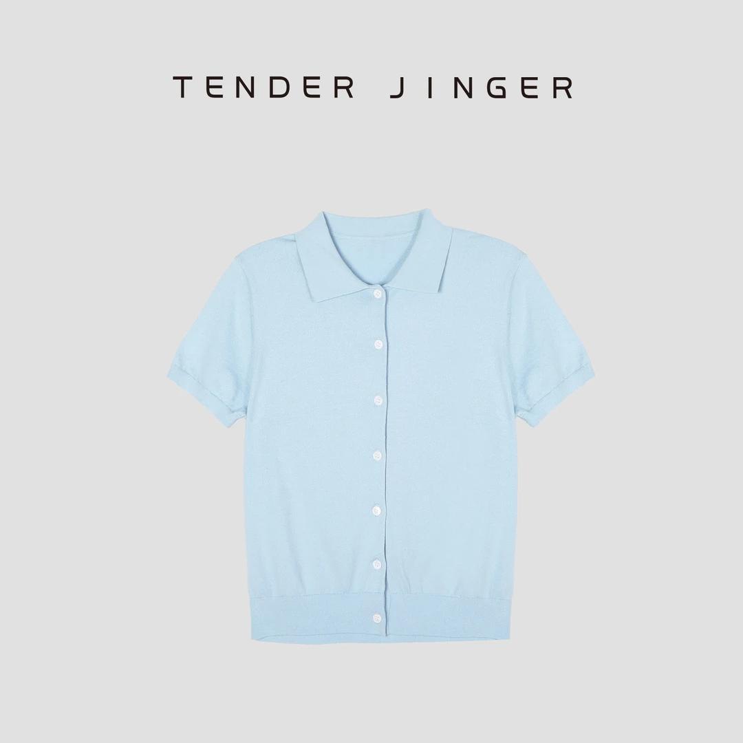 Tender Jinger【专柜】POLO领纯棉短袖针织衫T52BBS80996