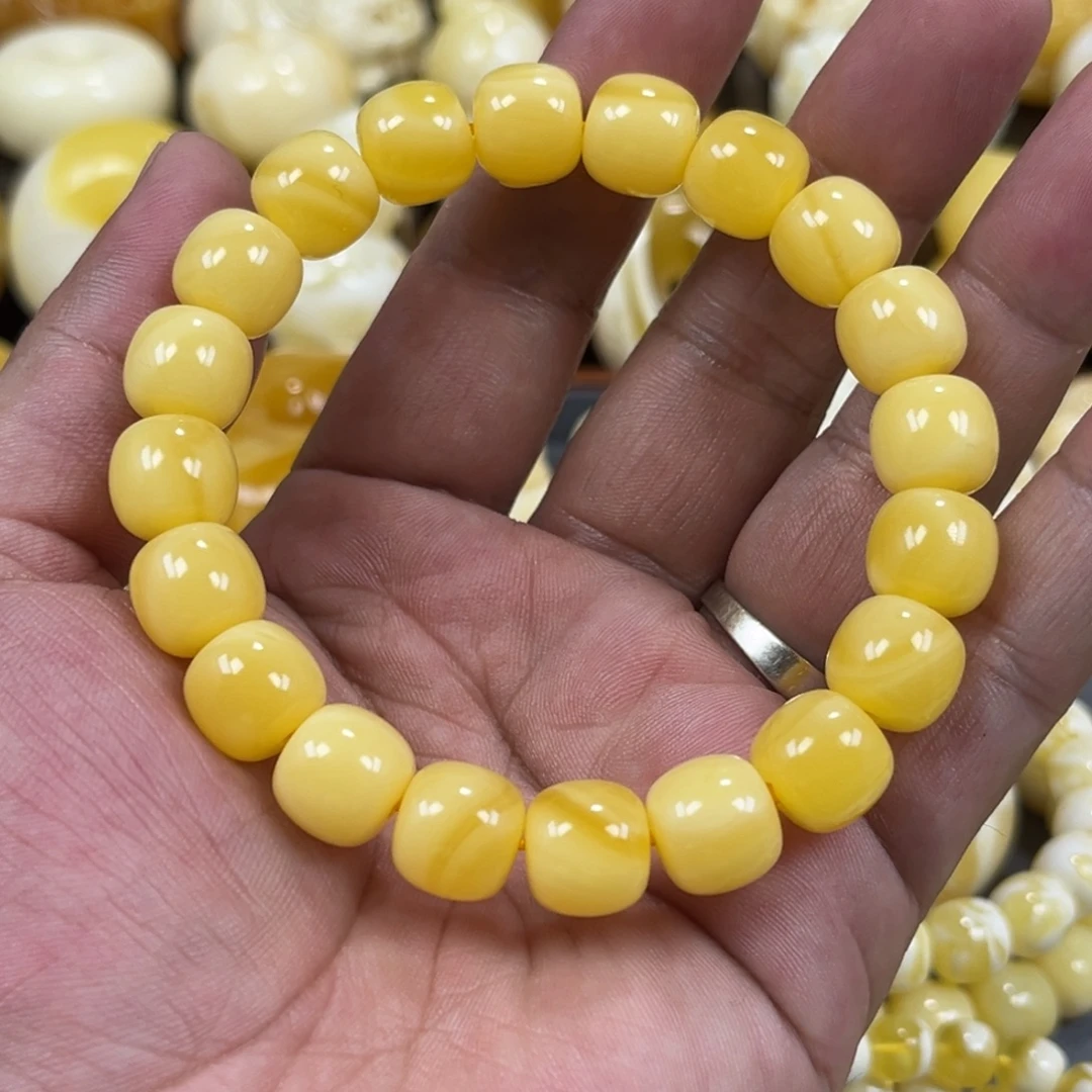 手串琥珀未镶嵌同料焦皮浓橘蜡11mm