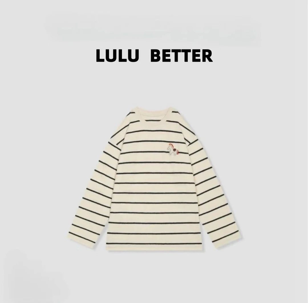 루루가−（爱马家马马）时尚条纹百搭简约羊绒长袖潮流休闲风