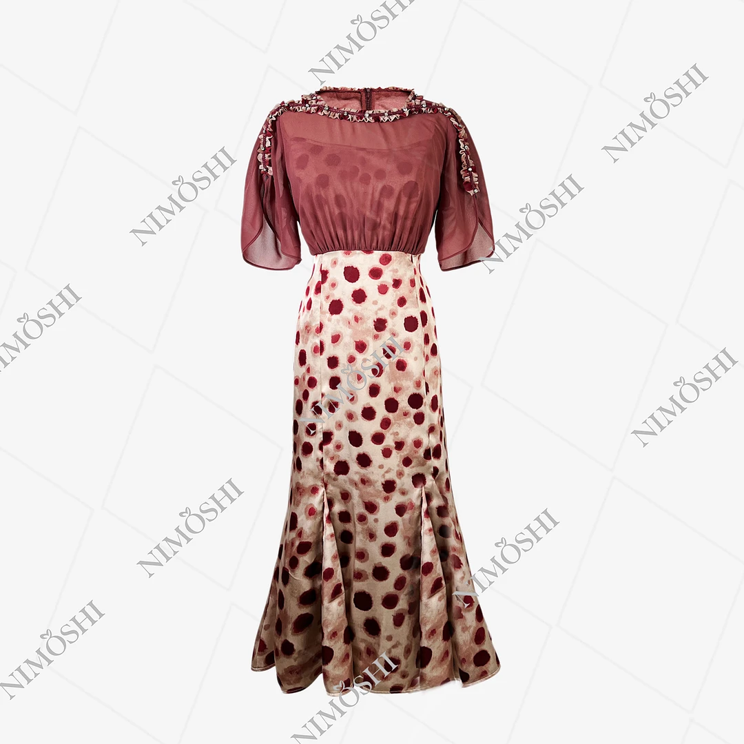 Dan总新款法式水朦胧假两件收腰气质显瘦长连衣裙女Q1558