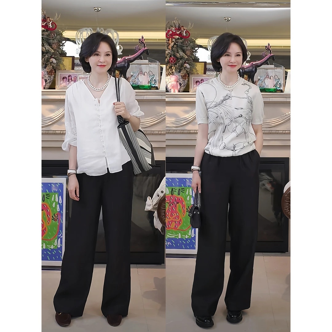 我是摩羯 松弛感‌老钱 27姆米6A级桑蚕丝提花夏香云纱阔腿裤