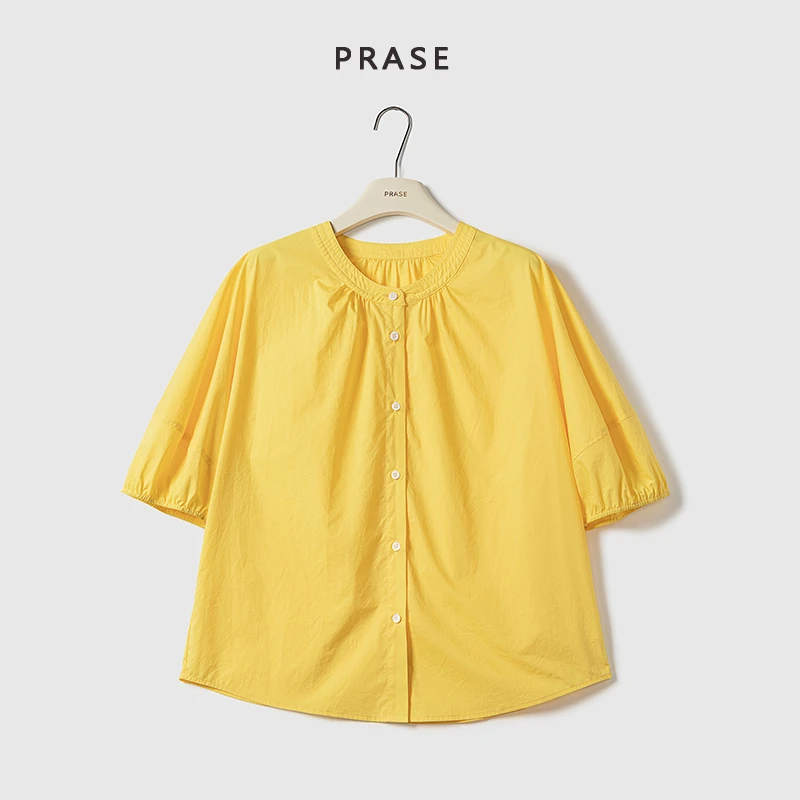 PRASE·噜【日光雏菊】100棉微胖轻奢设计款夏时尚宽松衬衫PR505C53