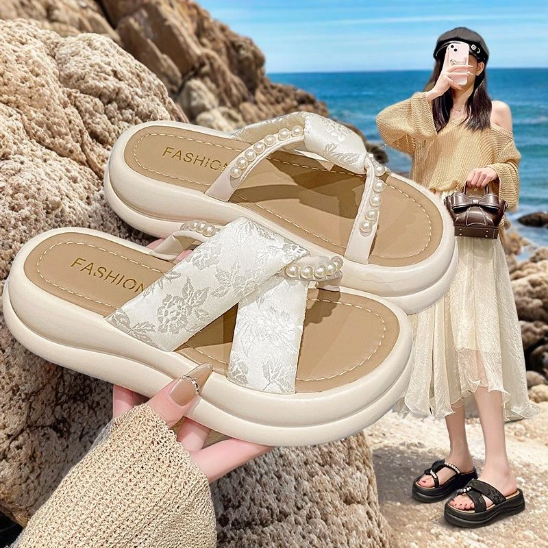 厚底凉拖仙女风夏季新款外穿时尚休闲百搭软底外出一字拖松糕拖鞋