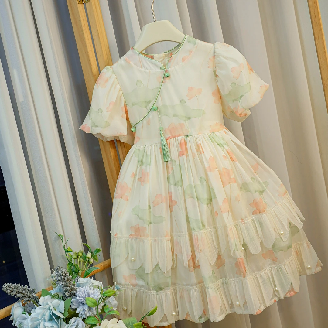 2025新款公主风女童蕾丝公主裙甜美仙女裙女宝连衣裙X24055