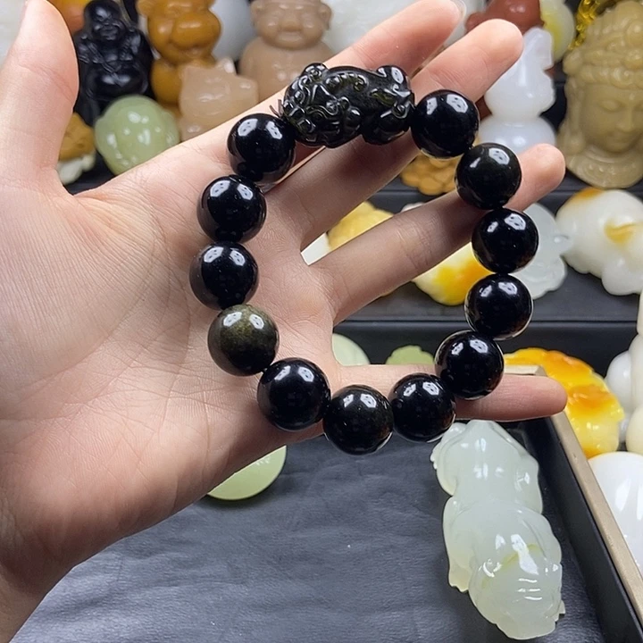 无花朵原石雕刻手串