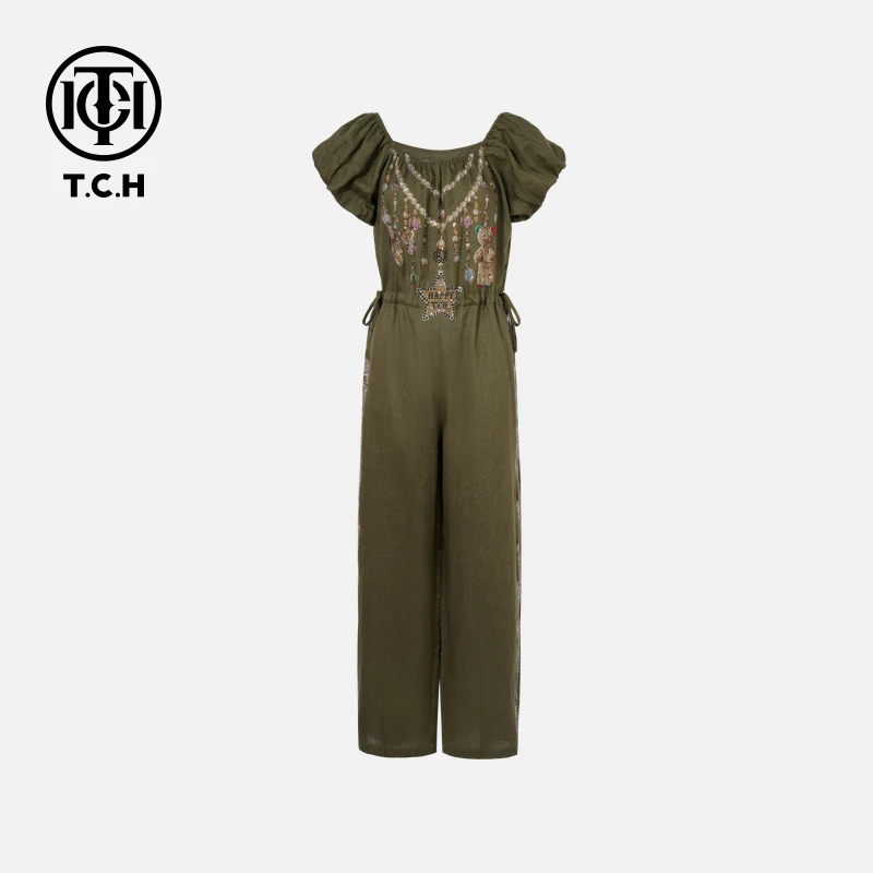 TCH私服烫钻工艺新时尚淑女百搭新潮流连体裤T75B20E5162轻奢tch