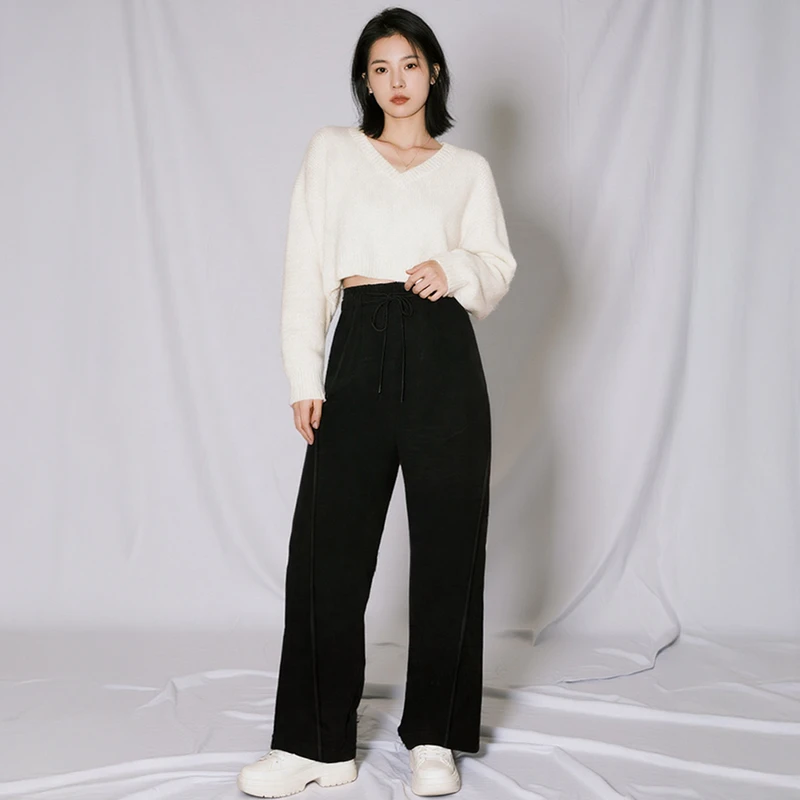 修饰腿型！提臀神裤！2025运动卫裤直筒高腰显瘦宽松垂感阔腿裤春秋