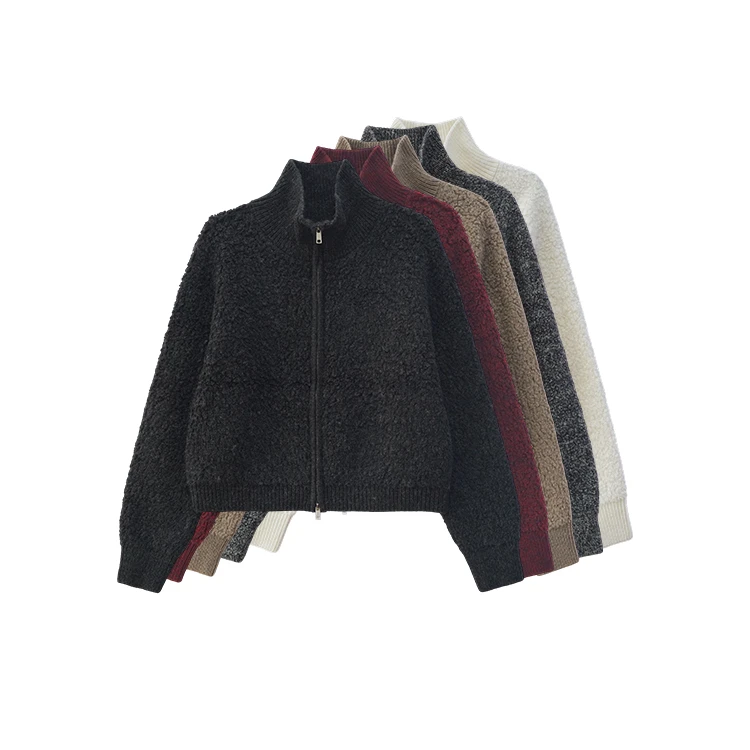 OSCAR&STELLA【悠然】立领款特种纱线拉链纯羊毛毛衣 34-18126