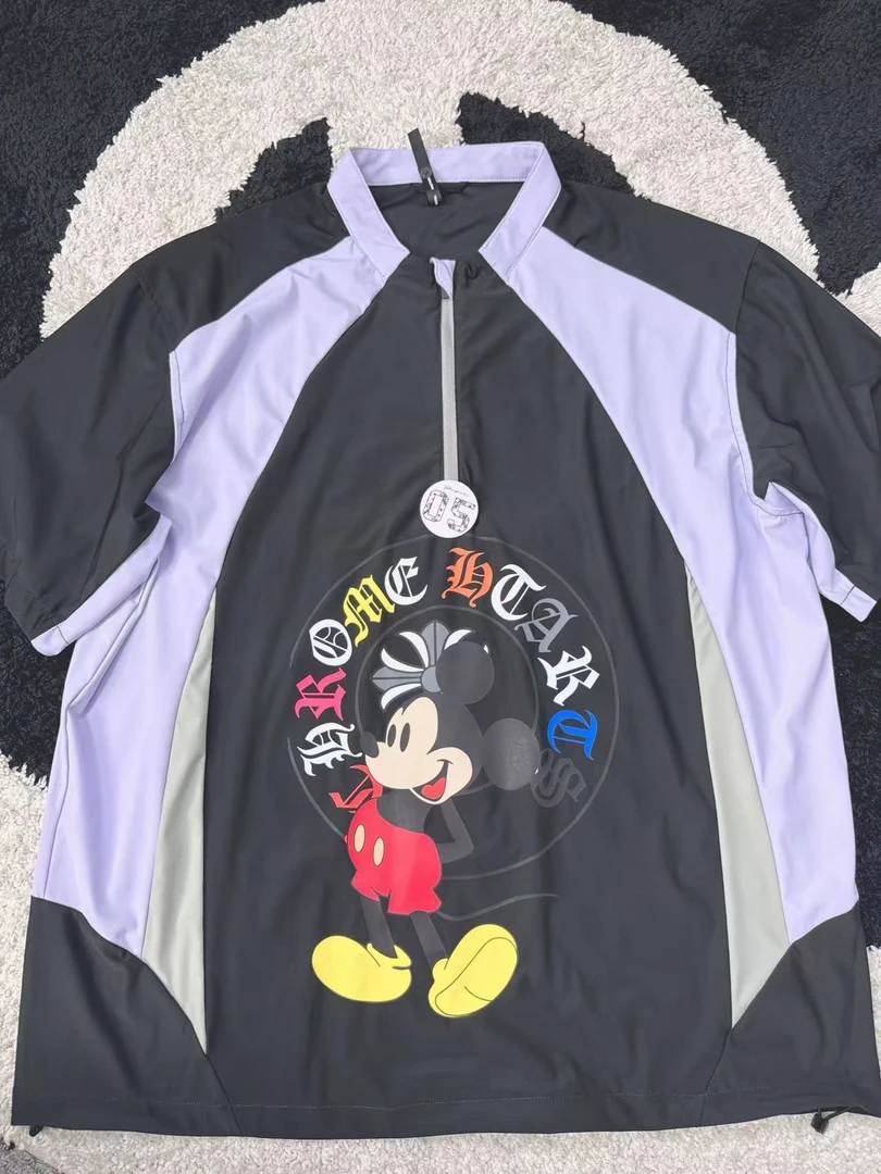 《晓辰推荐》卡通休闲风T恤插肩袖速干拼接情侣拼色撞色