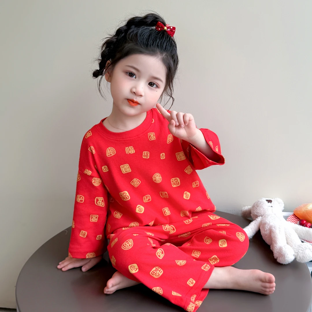 儿童睡衣长袖纯棉女童秋衣秋裤春秋装女孩宝宝家居服打底内衣套装