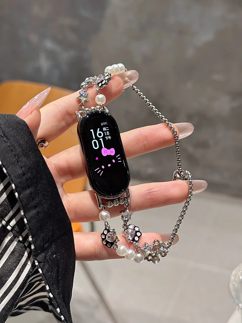 适用iwatchs119/8pro表带珍珠闪钻9pro腕带watch5/4苹果10