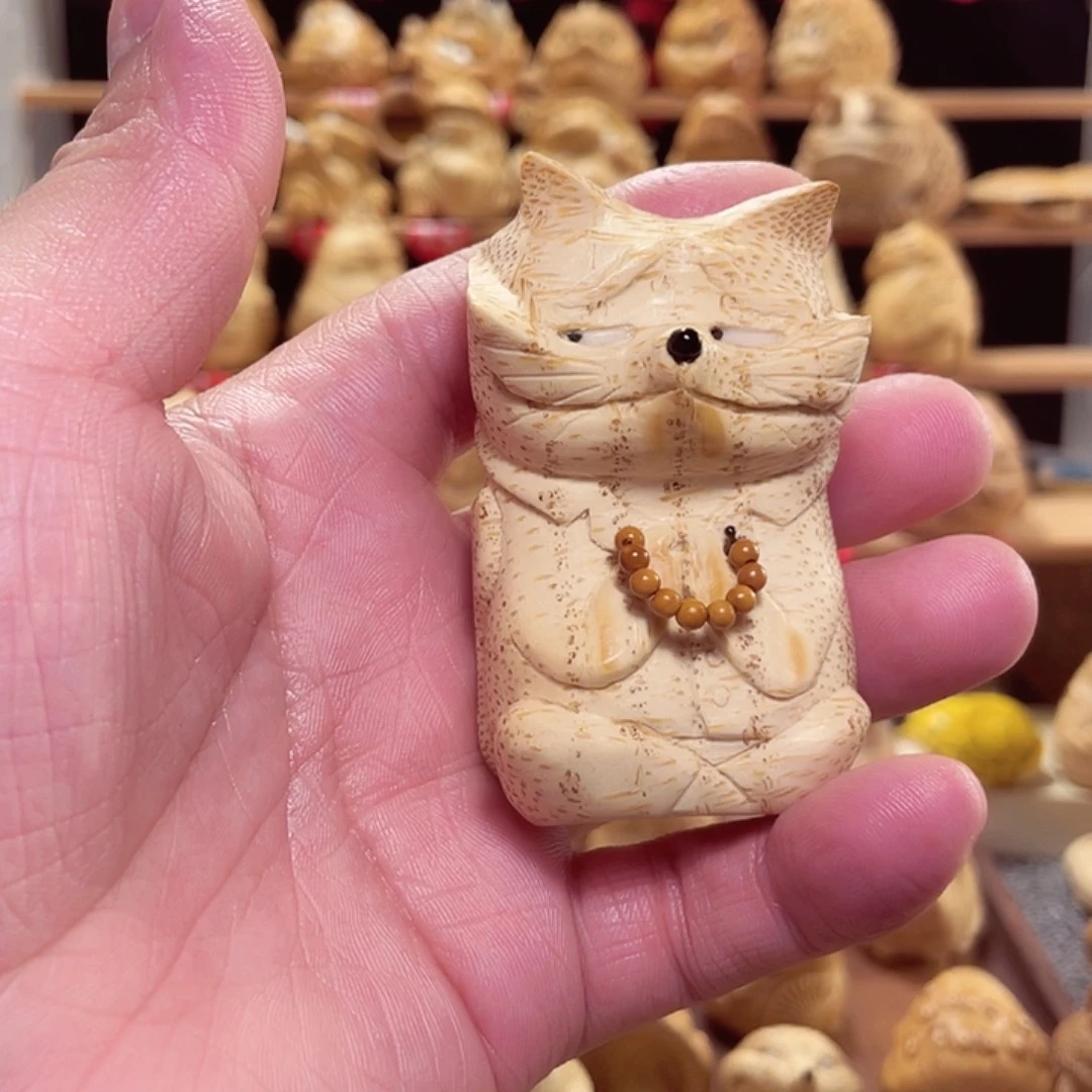 小***货竹竹根雕狐狸手把件