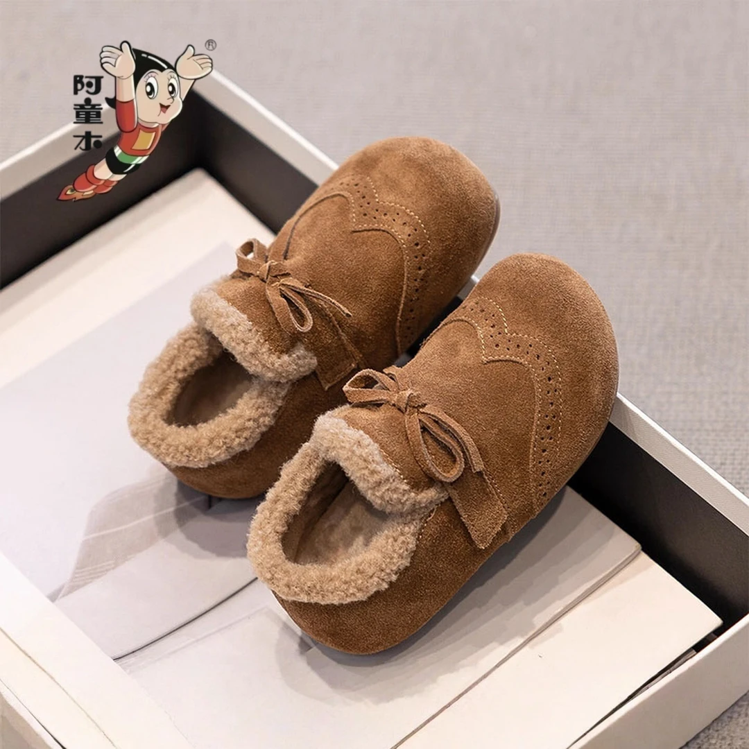 阿童木女童勃肯鞋2025冬季新款小女孩加绒鞋女宝宝棉鞋保暖毛毛鞋