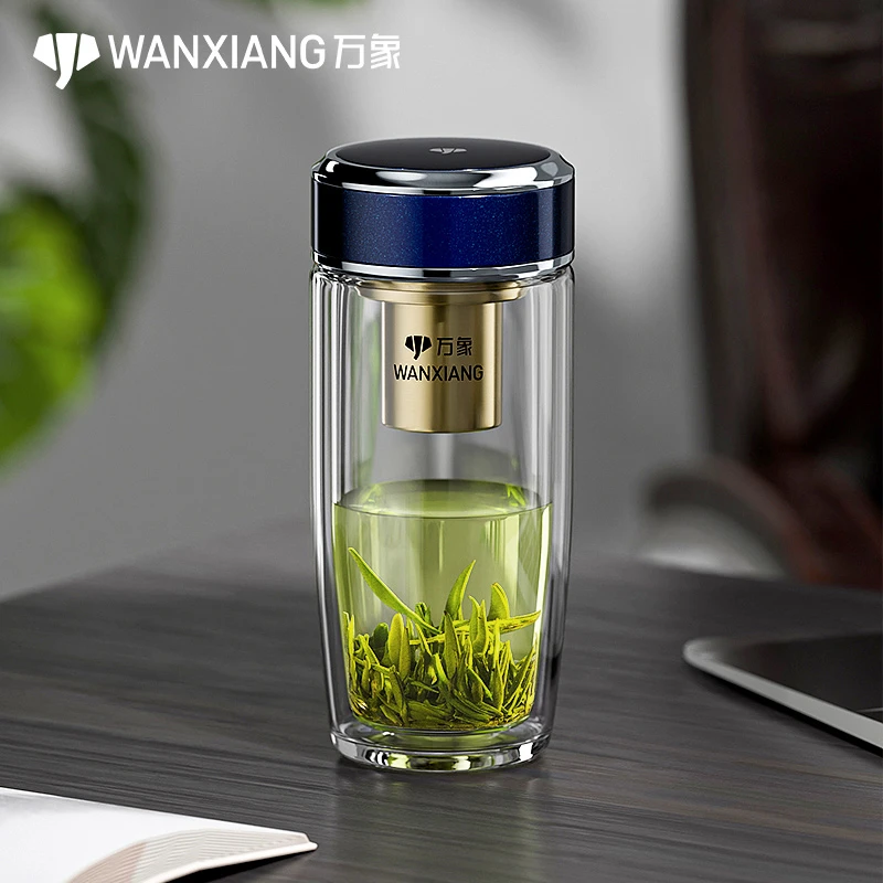 万象钛银抗菌双层鹅蛋高档便携纯色车载商务泡茶高端银离子茶水杯