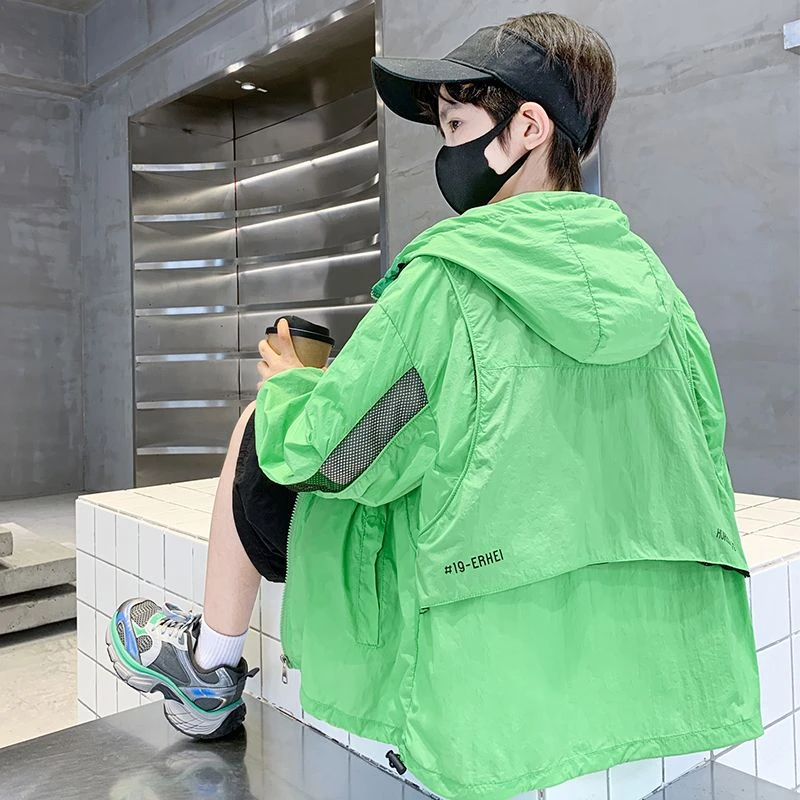 男童防晒衣2025夏季新款防晒衣中大童夏装外套连帽薄款防紫外线潮