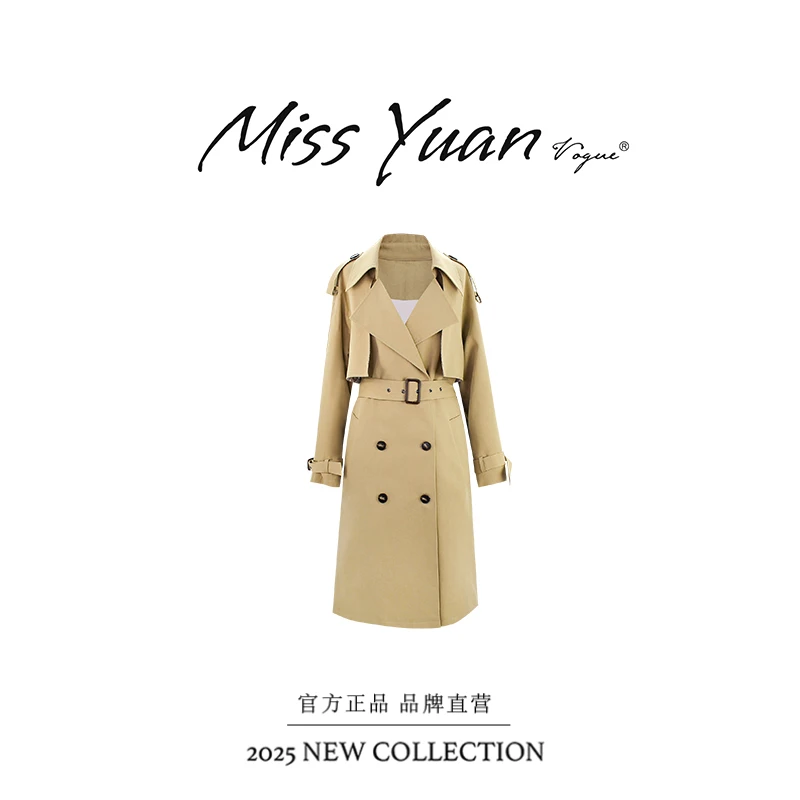 M.Y媛总 2025秋季新款“巴黎日记”中长款时尚百搭风衣外套MY1973D