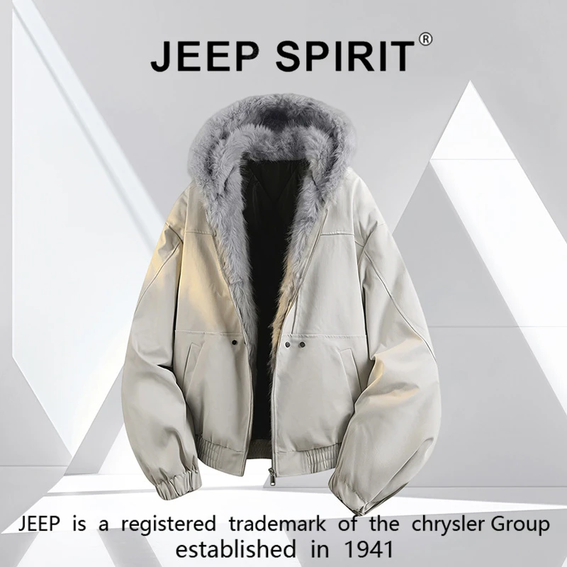 JEEPSPIRIT座山雕外套男款秋冬加棉加厚棉服防寒保暖连帽棉衣服