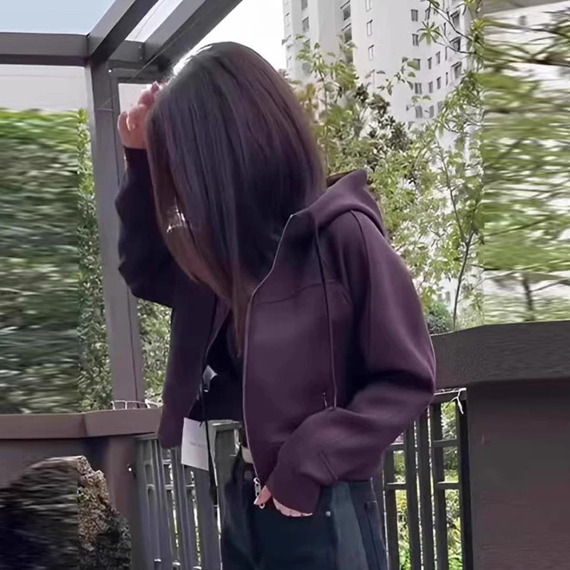 拉链开衫短款连帽卫衣外套女春秋2025超火新款爆款春秋款长袖上衣