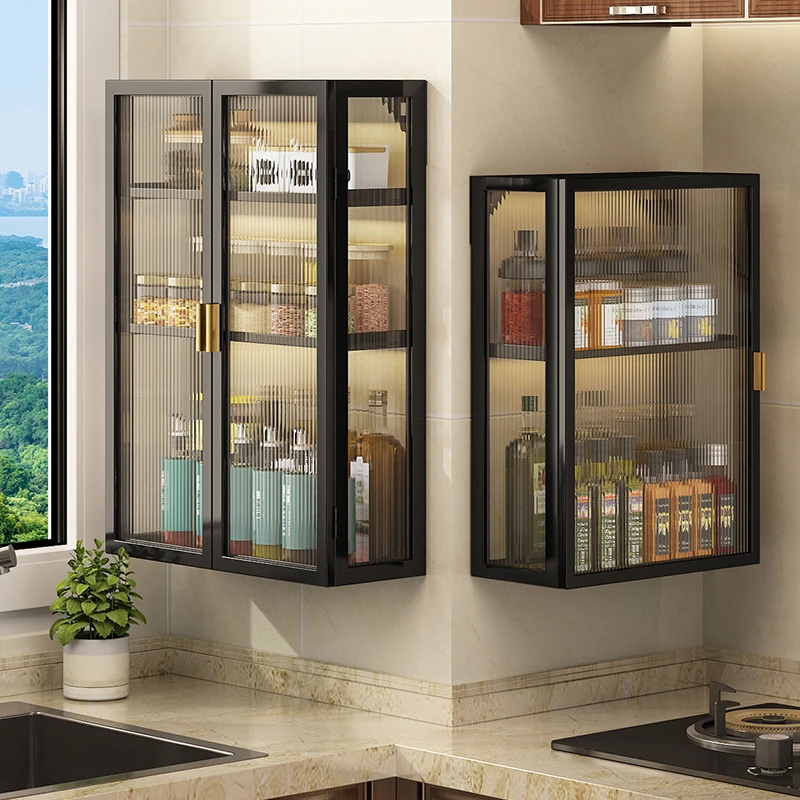 壁挂调料架防尘厨房置物架免钉墙上油盐酱醋置物架储物柜调料置物