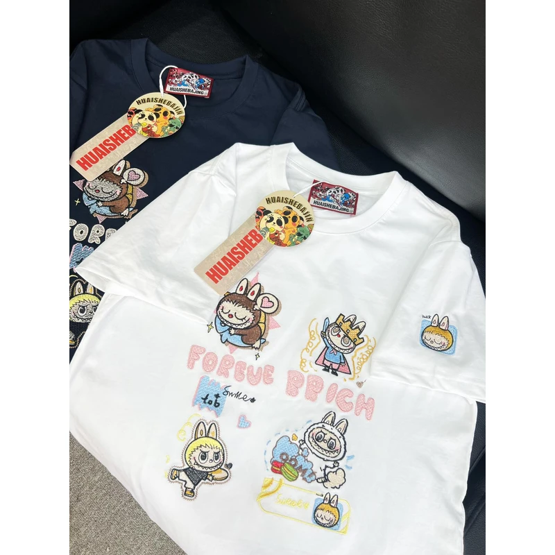 079【夏季新款】胸前重工满绣卡通布布宽松圆领短袖