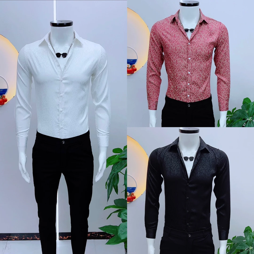 秋季男士长袖衬衫时尚高级感修身商务休闲百搭男衬衣简约轻奢帅气