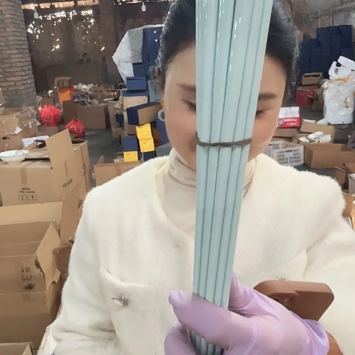 摆件陶景德镇高温绿希希筷子