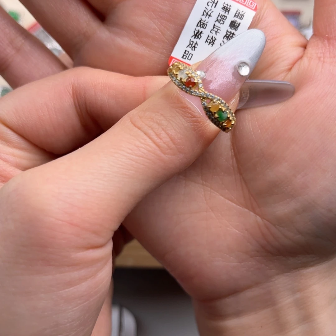 翡翠戒指银S925镶嵌698889