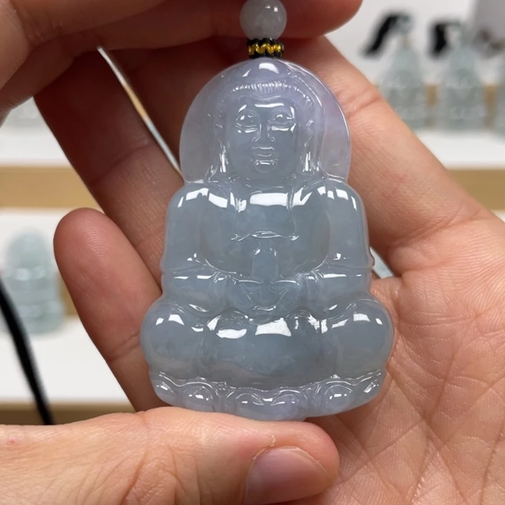 翡翠未镶嵌颈饰天然缅甸翡翠A货观音6号