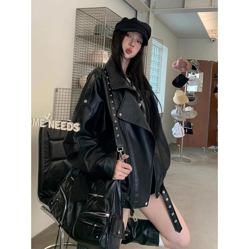 黑色皮衣外套女2025春秋季新款夹克爆款机车气质酷飒风小个子上衣