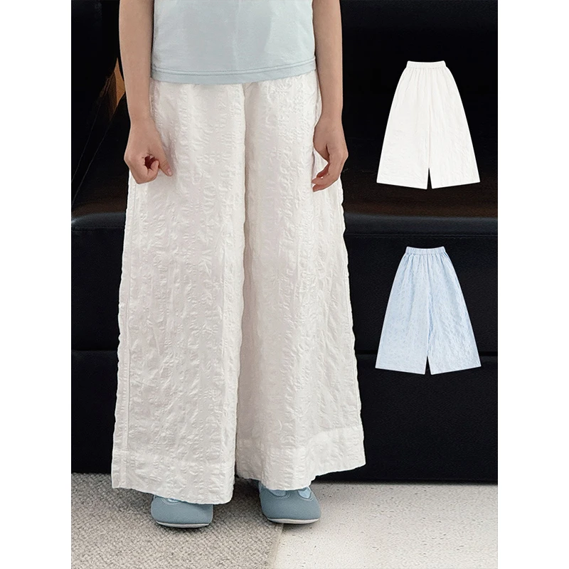 清 幼悠 夏叁波 CD1747 【夏荷田田】盐缩工艺 短裤内衬 纯棉阔腿裤