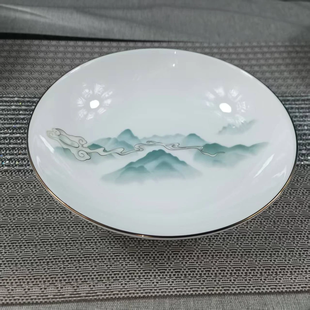 又见青山系列敞口骨瓷深盘