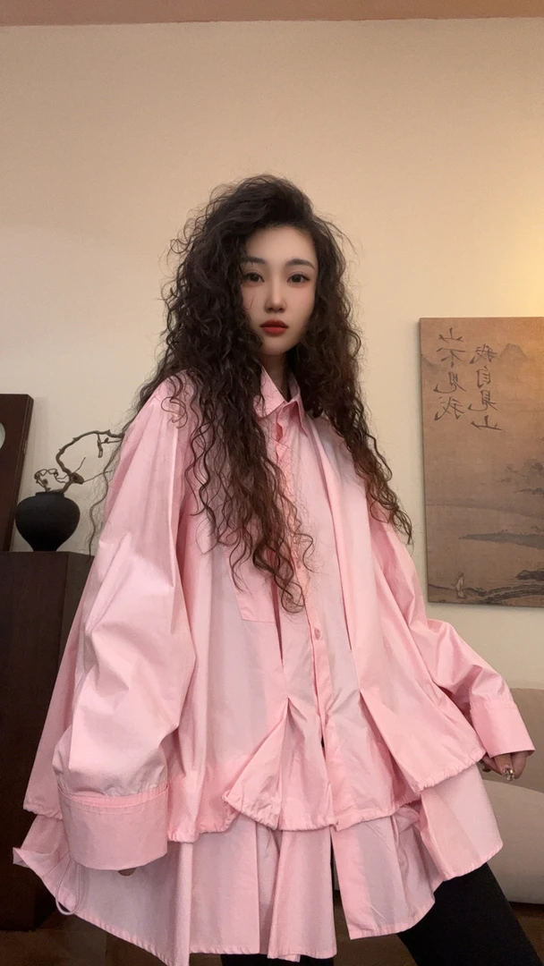 museguhui/木色古汇82532#纯色休闲时尚设计款百搭重工衬衣