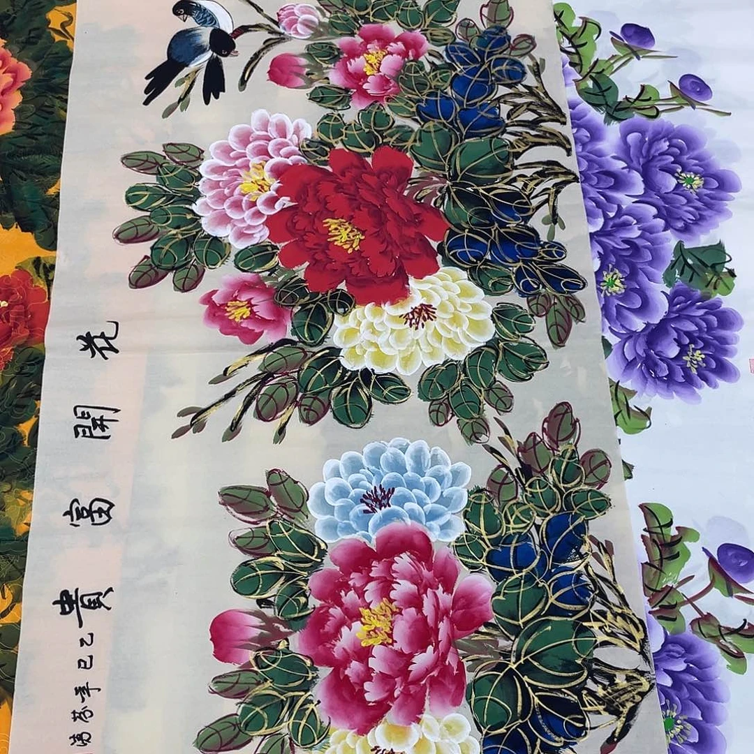 国画国画作品书法作品原稿四尺横幅仿古喜鹊