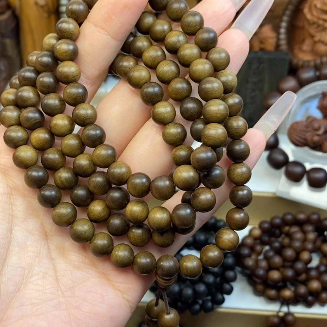 长***强檀香木手串/手链迈索尔老山檀香08.108阴沉木水埋奶凉