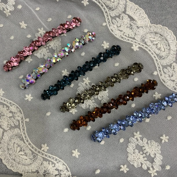 X054甜美气质闪钻弹簧夹