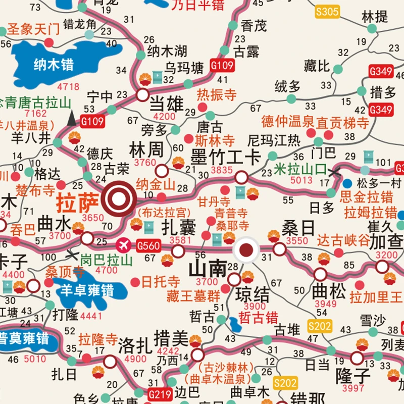 西藏新疆自驾游地图318川藏线西部自驾攻略图进藏219国道旅游新版