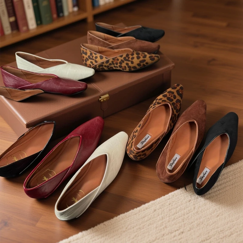 2025春夏季百搭时尚内增高5厘米小方尖头浅口气质真皮单鞋平底鞋