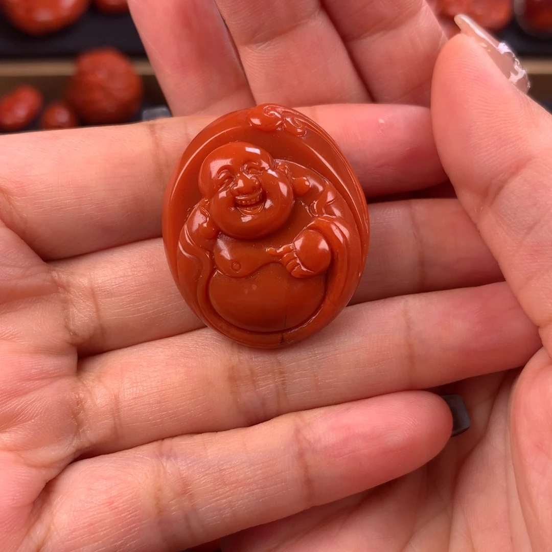 未镶嵌笑佛吊坠27.2✖️31.8mm南红玛瑙