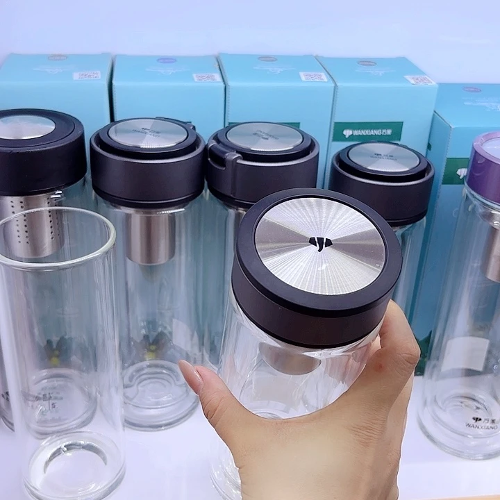 万象品牌双层玻璃杯V200ML-450水泥灰